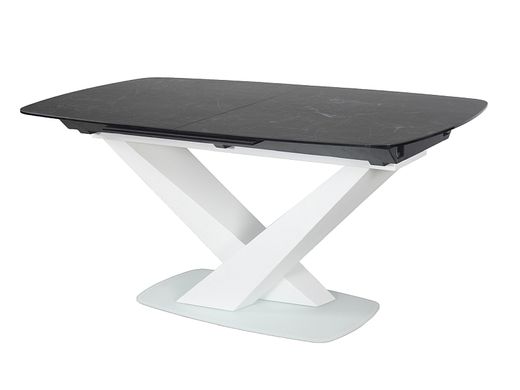 Обеденный раскладной стол Signal Cassino II Ceramic графит мрамор /белый 160(220)х90 см закаленное стекло