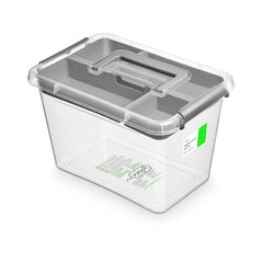 Антибактериальный пластиковый пищевой контейнер с микрочастицами серебра 6,5 л 29,5x20x18,5 Orplast 1337 ручка + вставка