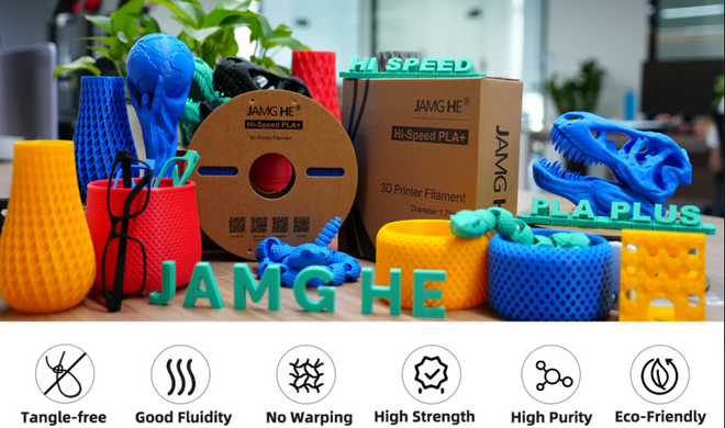 Філамент Jamg He Hi-Speed PLA Plus 3D-Printer Filament 1,75 мм 1 кг срібний