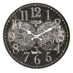 Годинник на стіну з картою чорний 124263