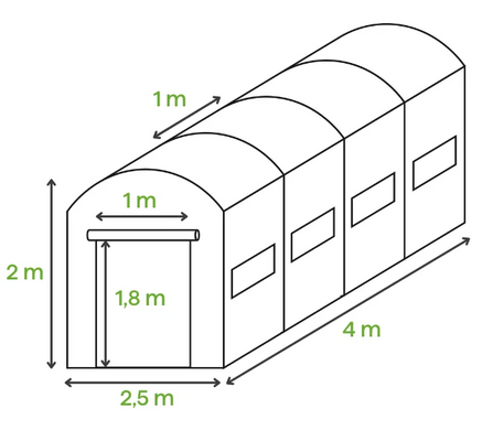 Тунель-теплиця Cultivo 2,5х4х2 - 10м2 білий 001383, 001383