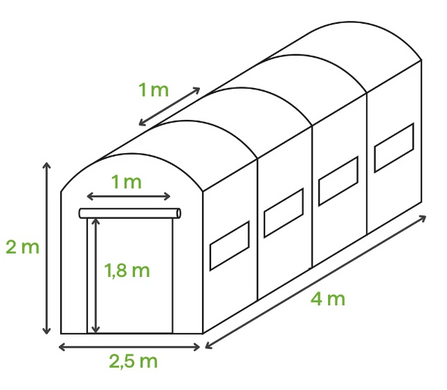 Туннель-теплица Cultivo 2,5х4х2 - 10м2 белый 001383, 001383