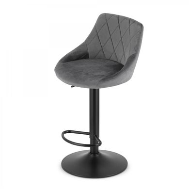 Барний стілець KAST велюр в сірому кольорі з чорною матовою основою