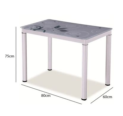 Кухонный стол обеденный Signal Damar 60х80 белый закаленное стекло