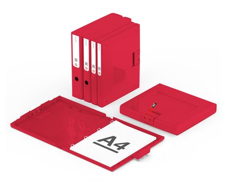 Папка А4 швидкошивач для паперів 812 NewBinder 25 Rings transparent 27x32 см червона