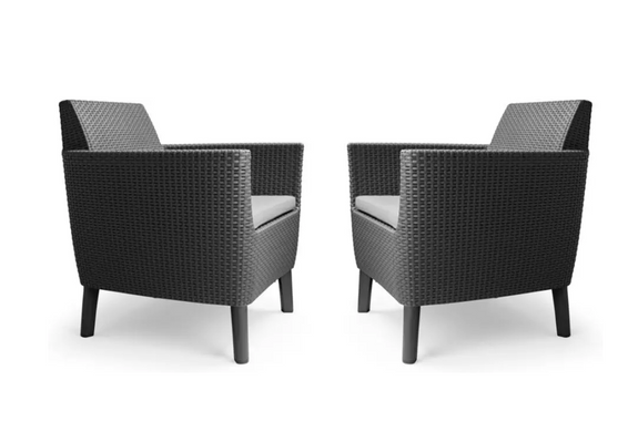 Уличные кресла садовые пластиковые x2 Salemo Duo Keter 253234 графит