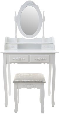 Косметический туалетный столик с зеркалом и табуретом белый