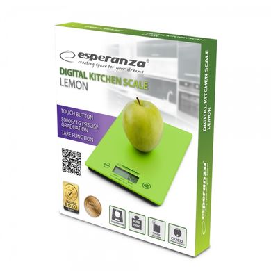 Вага кухонні цифрові скляні до 5 кг ESPERANZA Scales зелені EKS002G