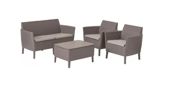 Набор пластиковой садовой мебели для сада, террасы, балкона Keter Salemo 2-sofa set 253221 капучино