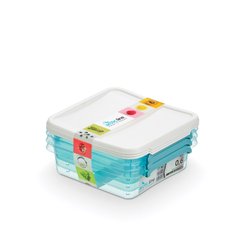 Сет пластиковые пищевые герметичные контейнеры с клипсами 0,6 л 15 х 15 см - 3 шт. arctic.line 3810
