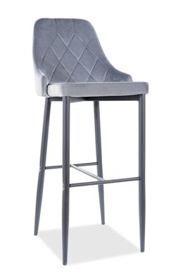 Барный стул Trix B H-1 Velvet Серый SIGNAL на черных металических ножках