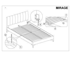 ліжко Mirage Velvet 160x200 сіре