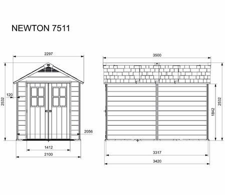 Садовый домик пластиковый KETER Newton 7511 246945 сарай для хранения коричневый