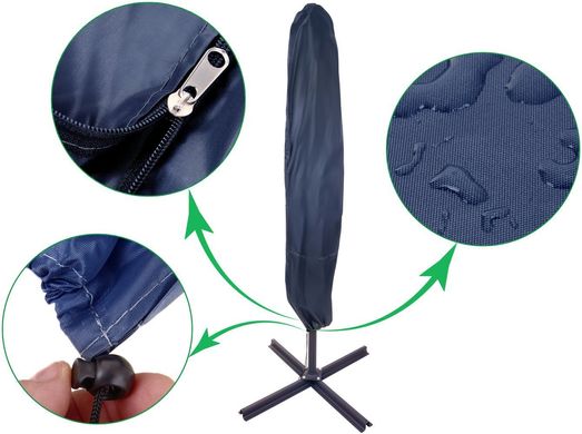 Раскладной садовый зонтик с боковым удлинителем синий