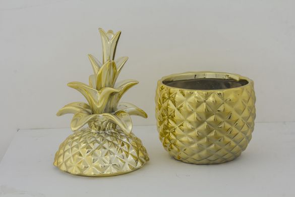 Декоративний керамічний ананас 119824 золотий