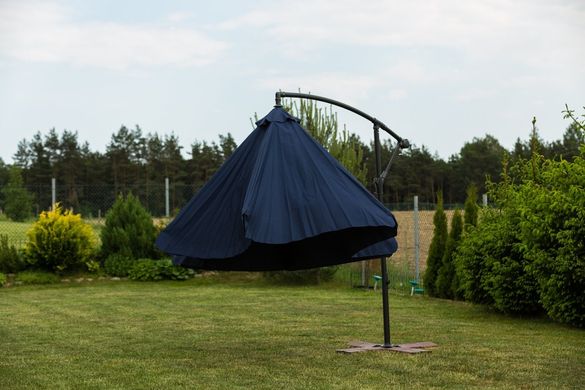 Розкладна садова парасолька з бічним подовжувачем синій