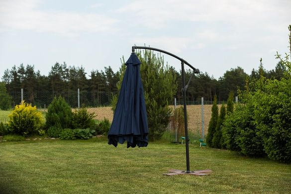 Раскладной садовый зонтик с боковым удлинителем синий