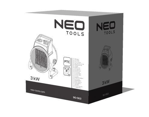 Тепловая пушка 3 кВт электрический керамический обогреватель Neo Tools 90-063