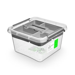 Антибактеріальний пластиковий харчовий контейнер з мікрочастинками срібла 9 л 29,5x29,5x17 Orplast 1387 ручка + вставка
