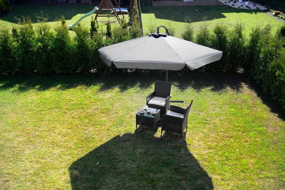 Раскладной садовый зонтик с боковым удлинителем серый