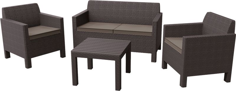 Комплект садовой мебели из ротанга Orlando + столик Keter 228017 коричневый