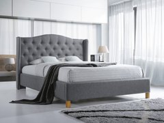 Кровать двуспальная Signal Aspen 160*200 см серая ткань 23/дуб для спальни