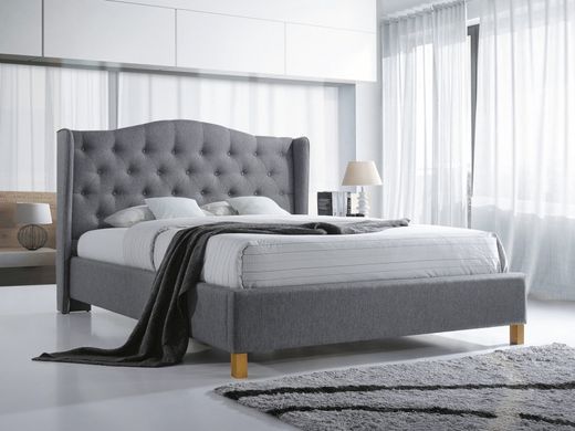 Ліжко двоспальне Signal Aspen 160*200 см сіра тканина 23/дуб для спальні