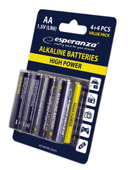 Високоякісні лужні батарейки 8 шт Esperanza Baterie Alkaliczne AA EZB103