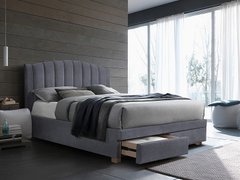 Кровать двуспальная 160х200 мягкая с выдвижными ящиками Signal Emotion Velvet серая