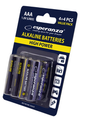 Высококачественные лужние батарейки 8 шт Esperanza Baterie Alkaliczne AAА EZB104