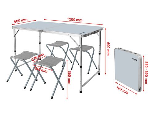Комплект мебели для пикника Комплект стол со стульями NEO Tools 63-159